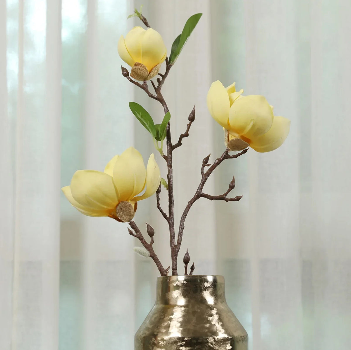 Blume Artificial Flower Magnolia Stem 94cm in Yellow Colour By Living Essence - HomeTown
