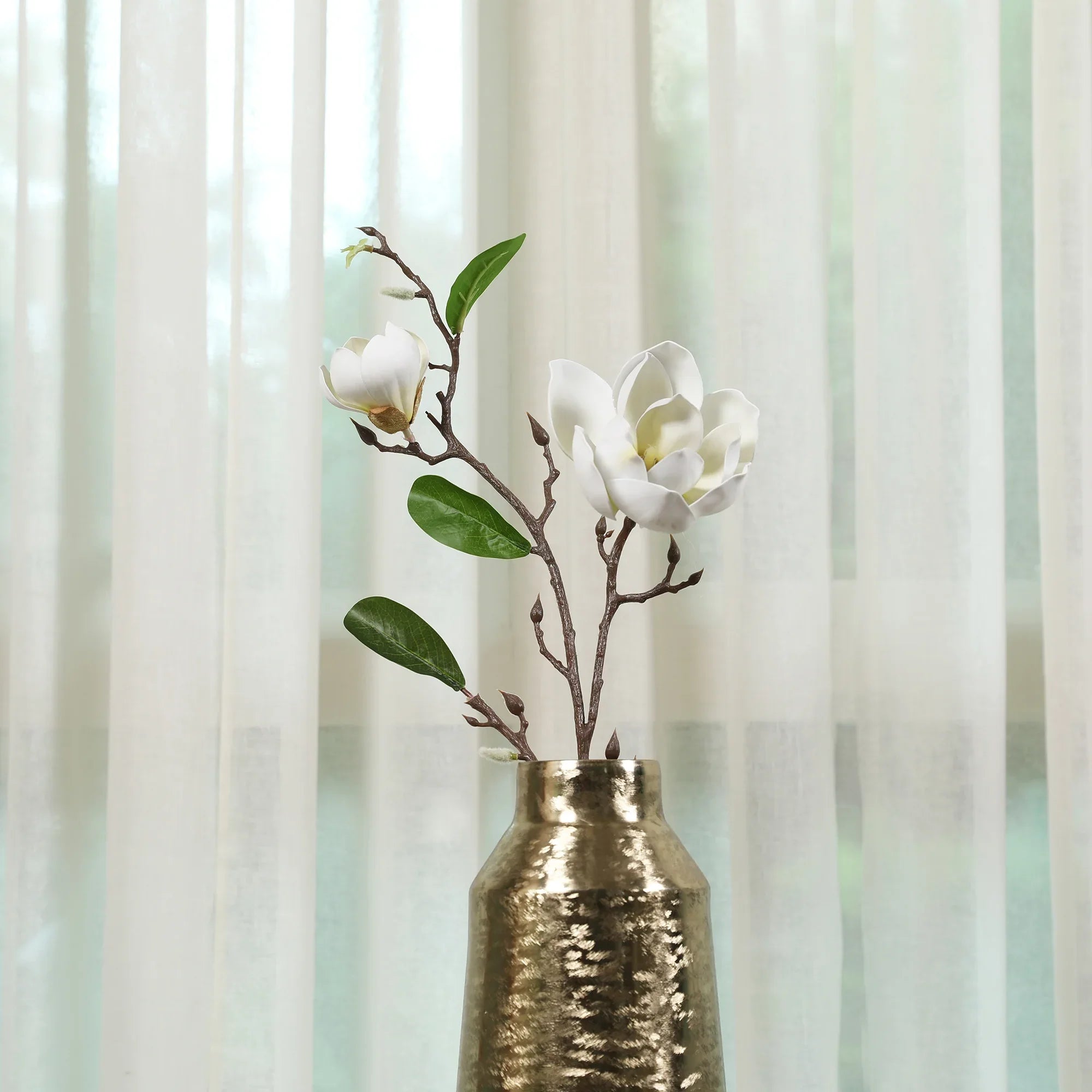 Blume Artificial Flower Magnolia Stem 94cm in White Colour By Living Essence