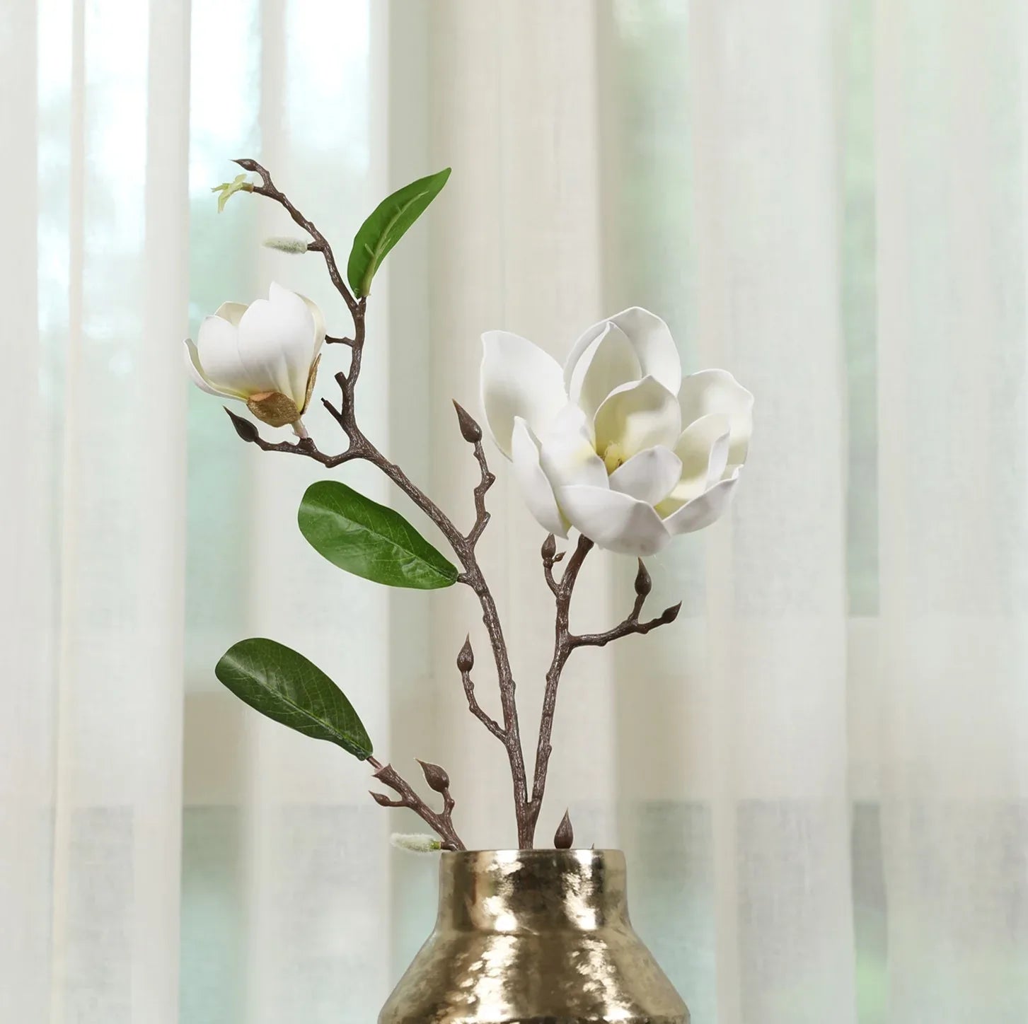 Blume Artificial Flower Magnolia Stem 94cm in White Colour By Living Essence