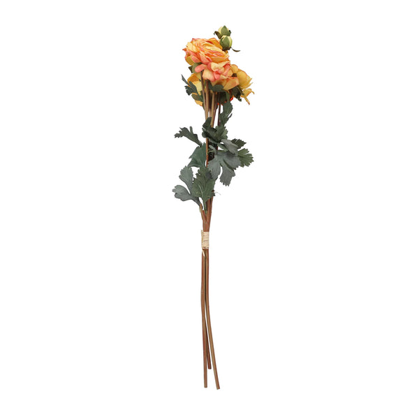 Blume Artificial Flower Rose Bunch 58cm in Yellow Colour By Living Essence dimensions