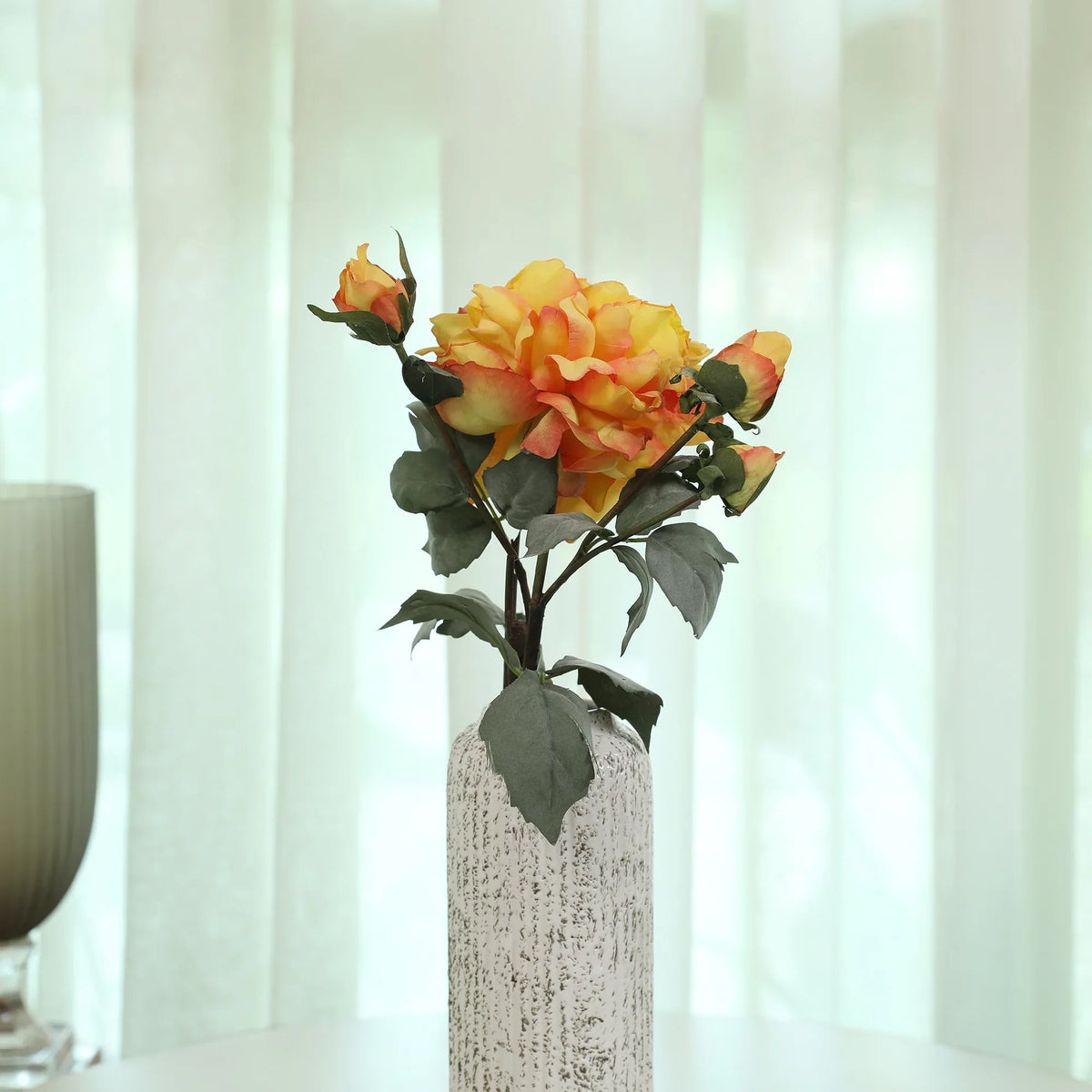 Blume Artificial Flower Rose Stem 58cm in Yellow Colour By Living Essence - HomeTown