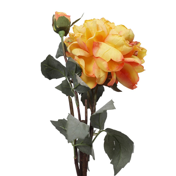 Blume Artificial Flower Rose Stem 58cm in Yellow Colour By Living Essence dimensions