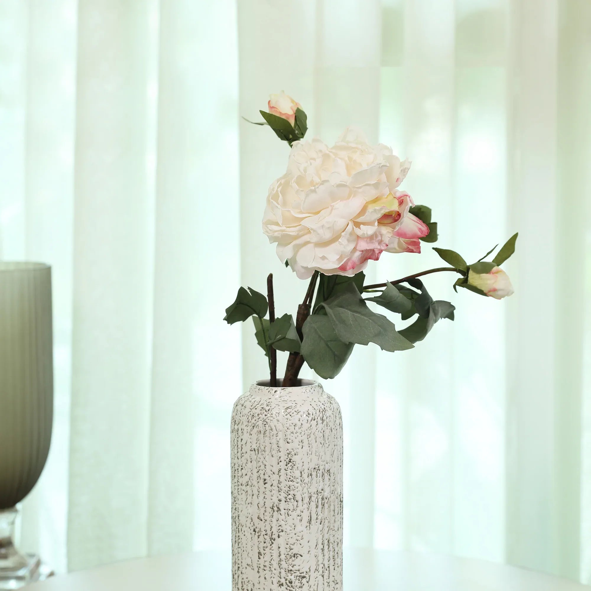 Blume Artificial Flower Rose Stem 58cm in White Colour By Living Essence - HomeTown