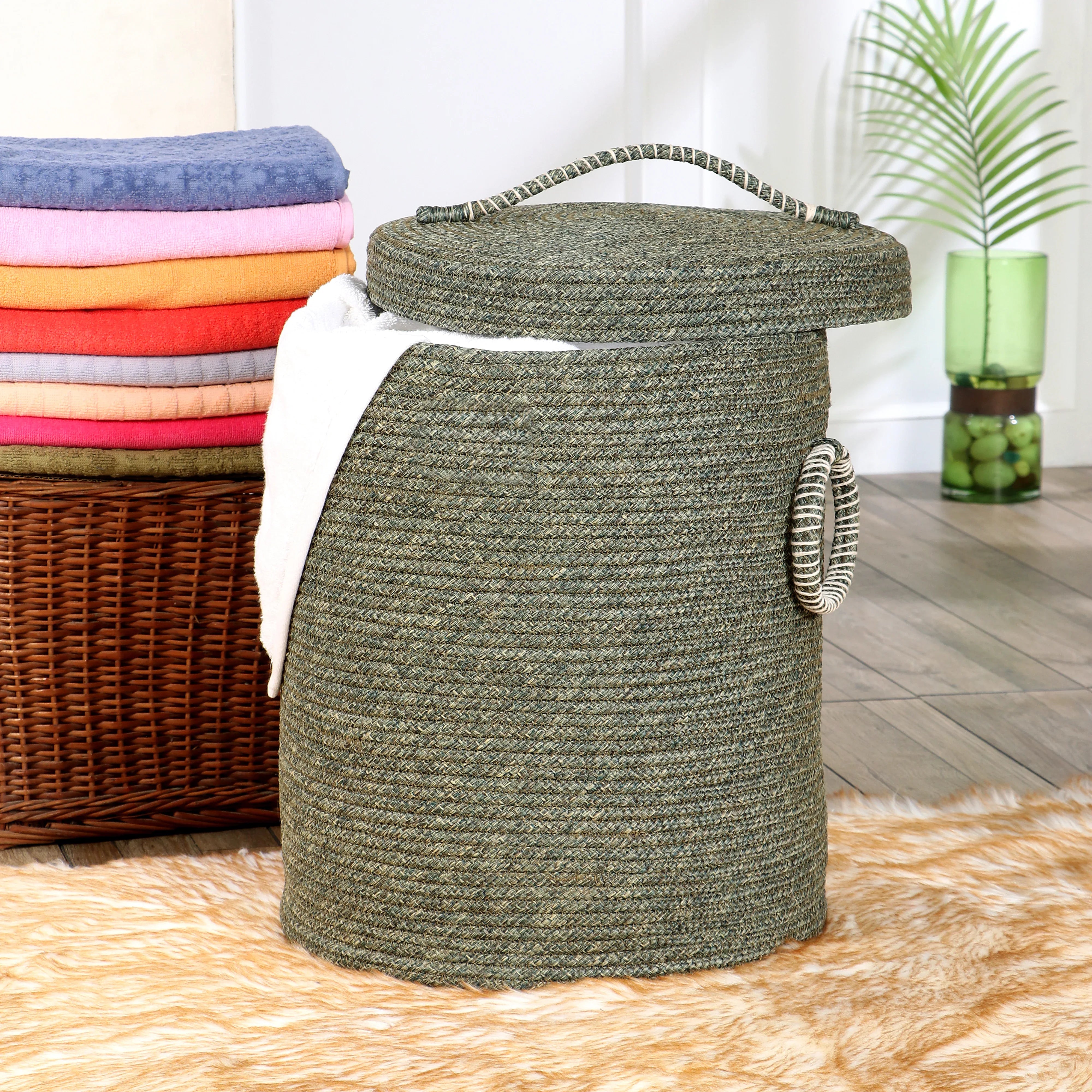 Seiso Polypropylene Laundry Basket in Green Colour by Living Essence - HomeTown