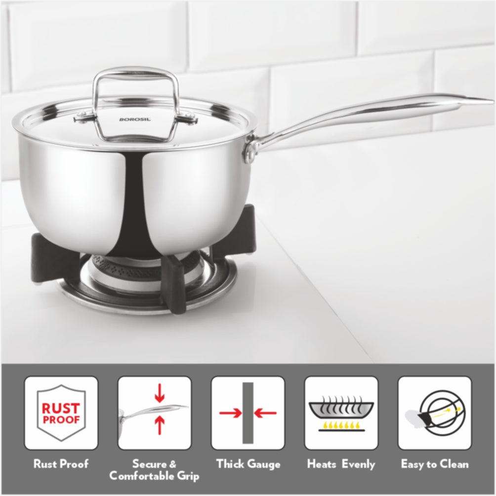 BOROSIL STAINLESS STEEL TRIPLY SAUCEPAN 20CM 3.1LTR