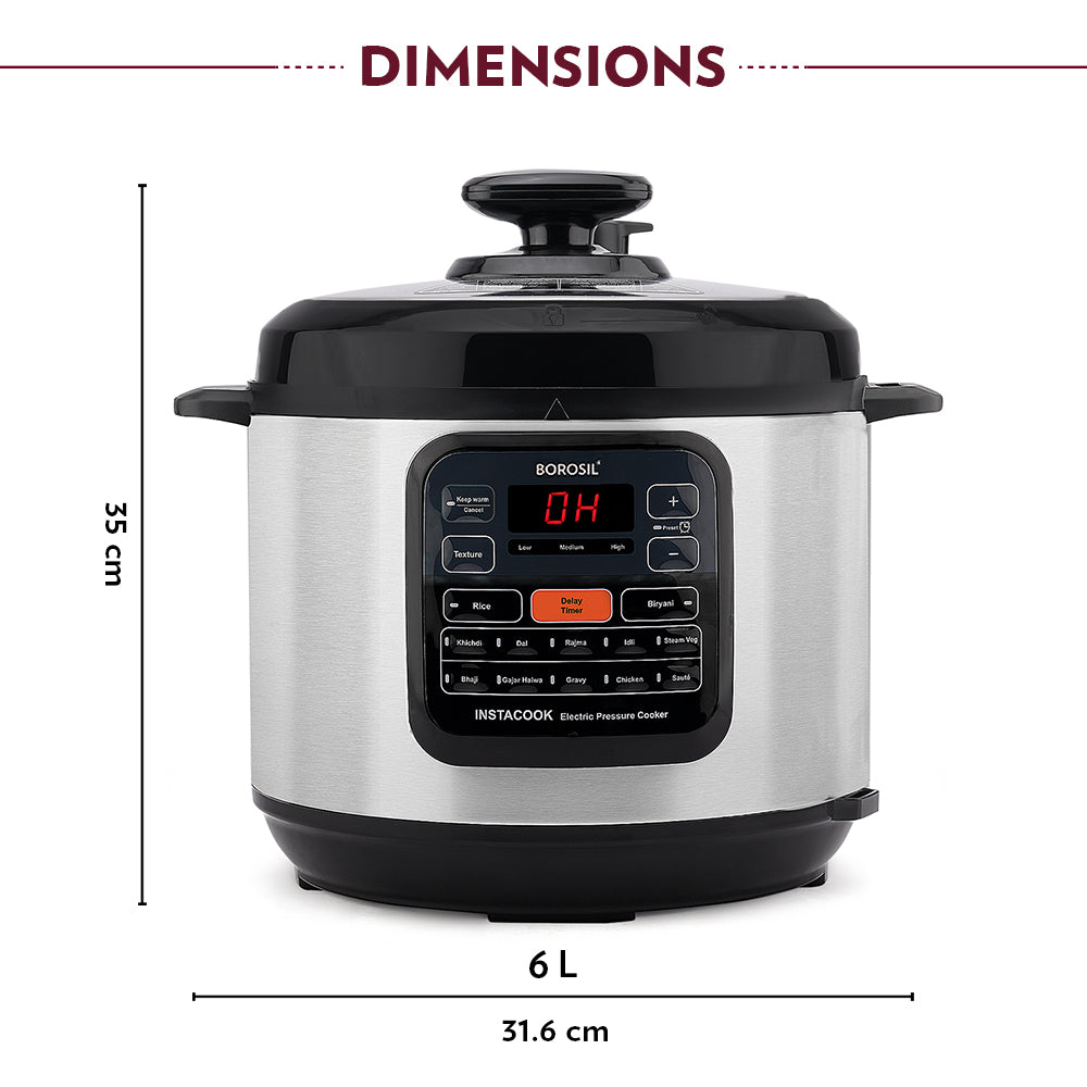 BOROSIL INSTACOOK ELECTRIC PRESSURE COOKER 6 LITRE