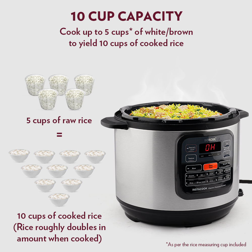 BOROSIL INSTACOOK ELECTRIC PRESSURE COOKER 6 LITRE
