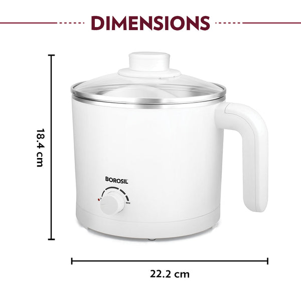 Borosil Cooltouch Multi Kettle 650 Watt 1.2 Litre dimensions