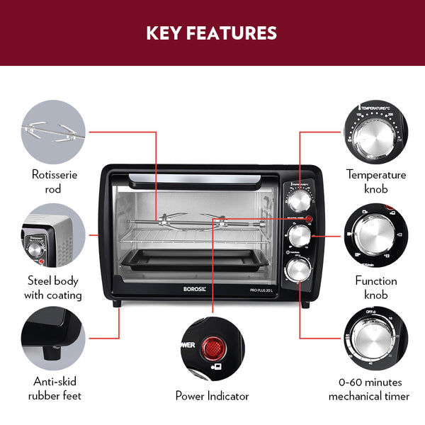Borosil Otg Pro Plus 20 Litre dimensions