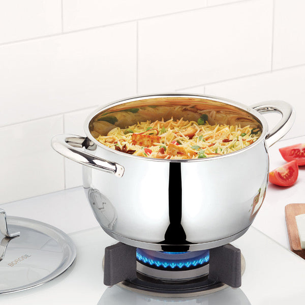 BOROSIL STAINLESS STEEL HANDI CASSEROLE 18CM 2.8 LITRE dimensions