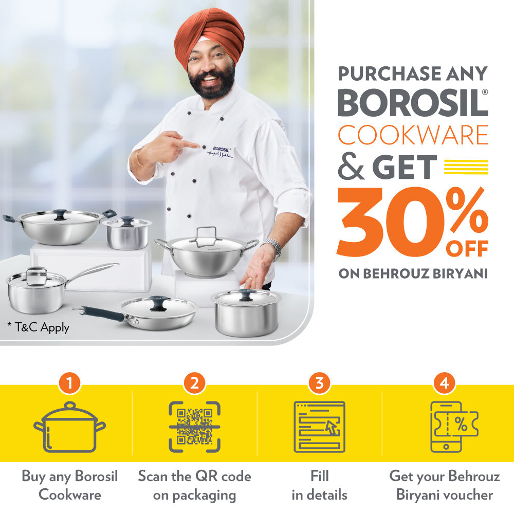 BOROSIL STAINLESS STEEL HANDI CASSEROLE 18CM 2.8 LITRE