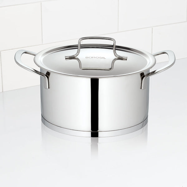 BOROSIL STAINLESS STEEL HANDI CASSEROLE 16CM 1.6LITRE dimensions