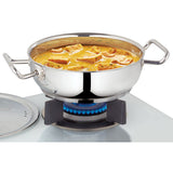 Borosil Stainless Steel Flat Kadhai with Lid 1.8litre