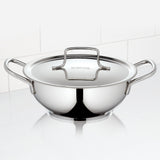 Borosil Stainless Steel Deep Kadhai with Lid 2.3 Litre