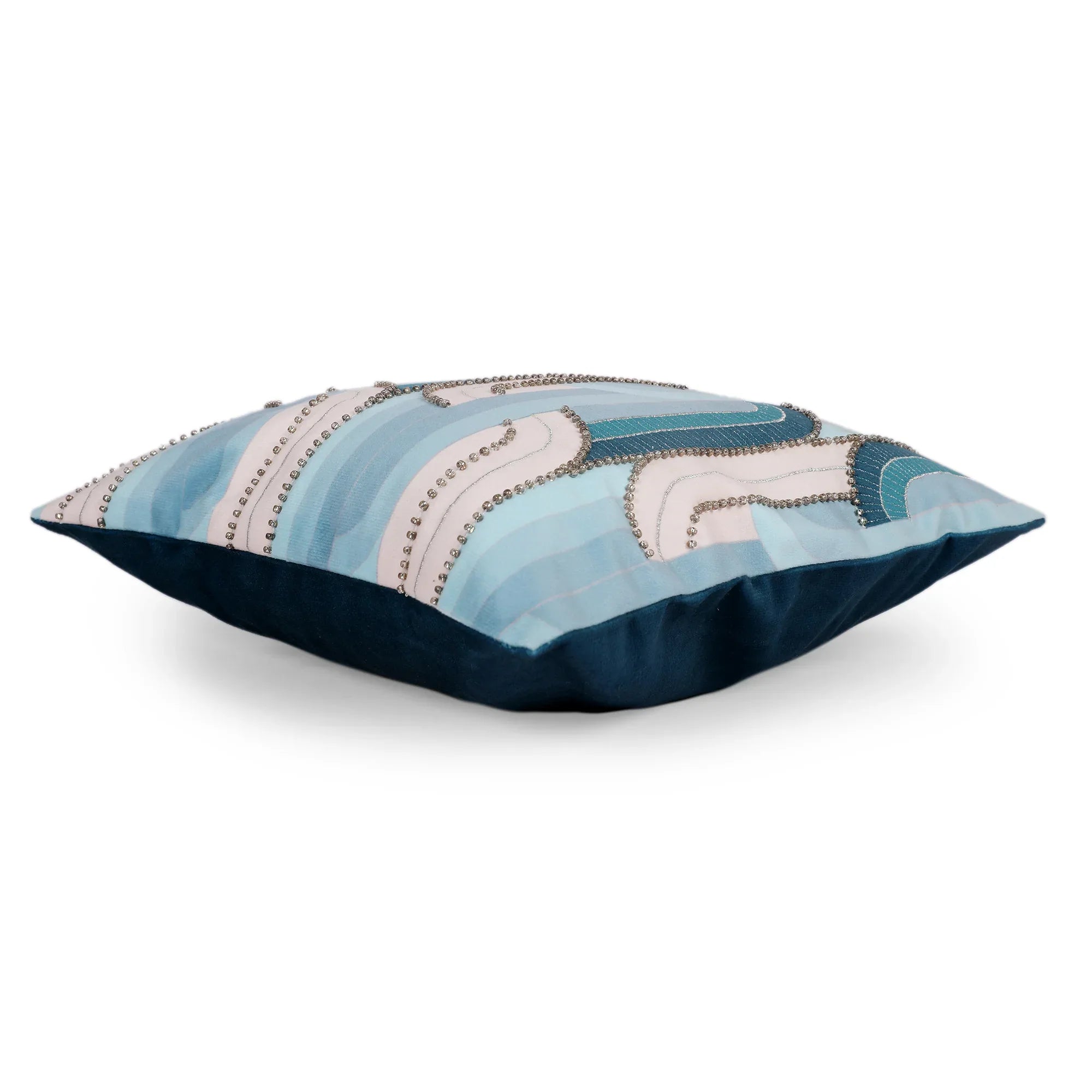Plush Elegance Art Deco Cushion Cover Blue, 30X30cm - HomeTown