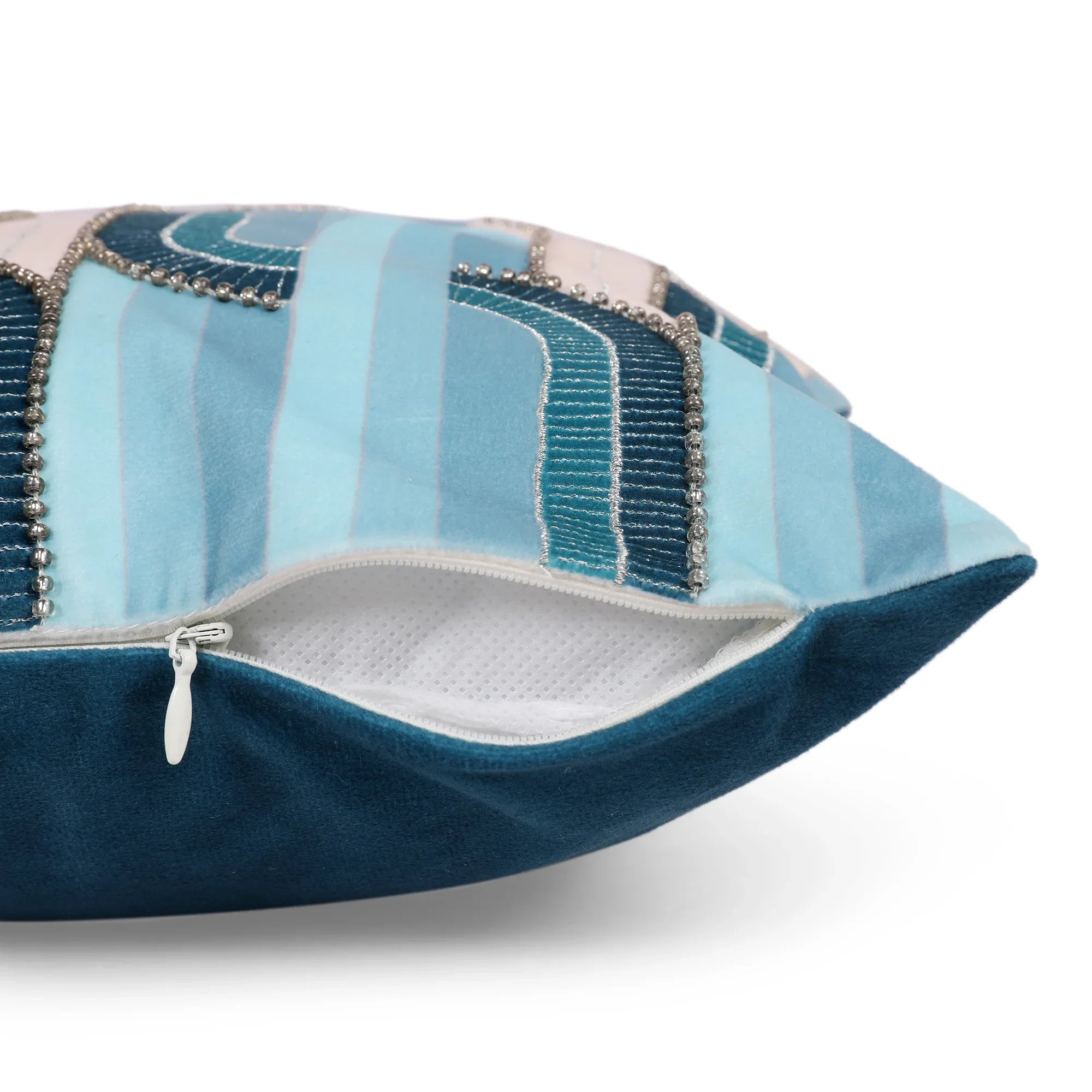 Plush Elegance Art Deco Cushion Cover Blue, 30X30cm - HomeTown