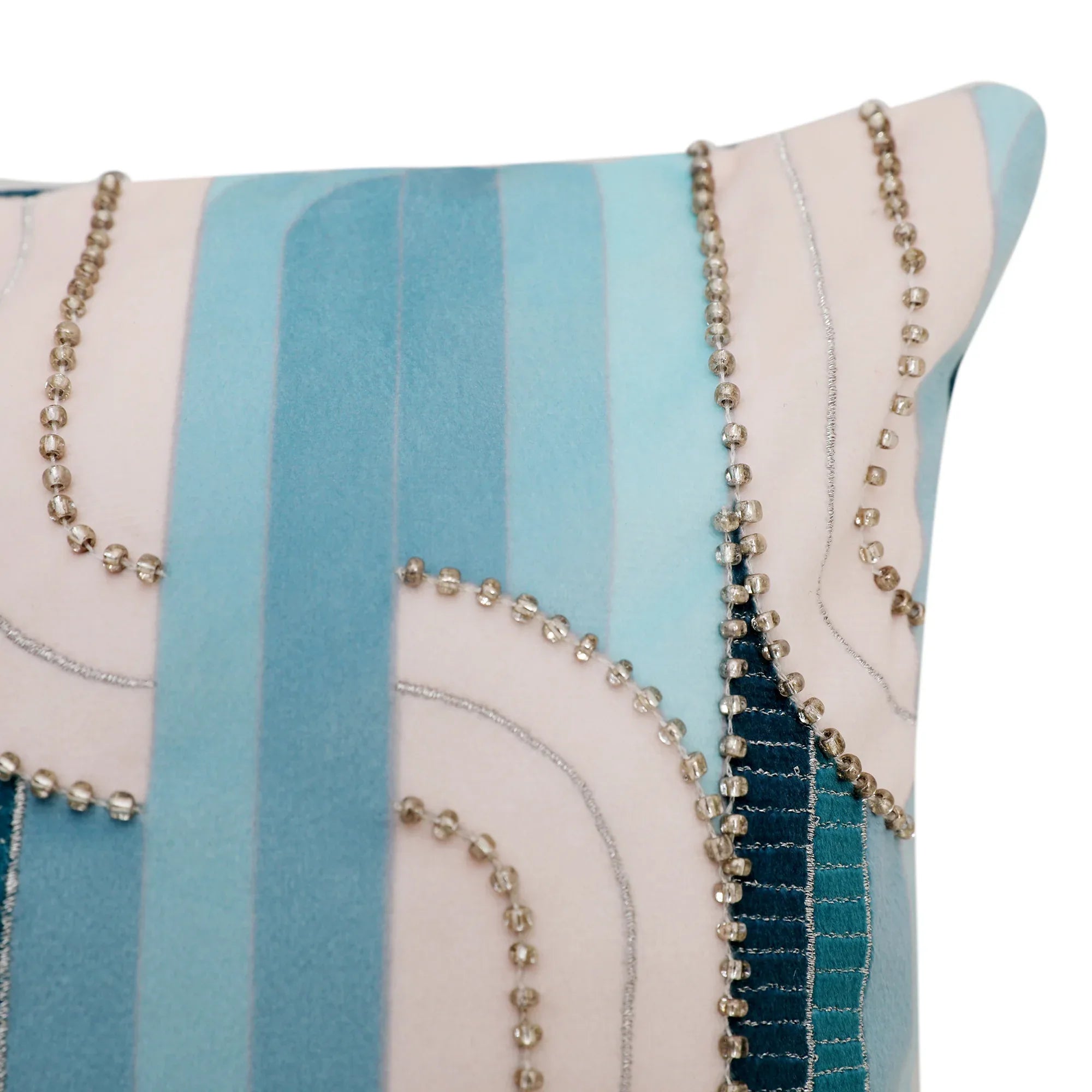 Plush Elegance Art Deco Cushion Cover Blue, 30X30cm - HomeTown