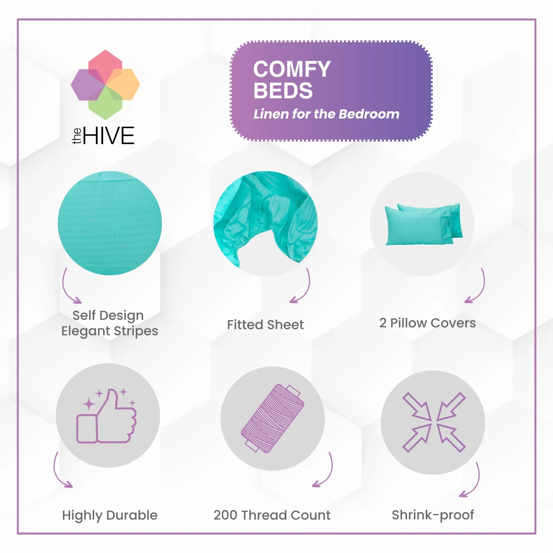 Comfy Beds Double Fitted Sheet Cool Mint,152x198cm - HomeTown