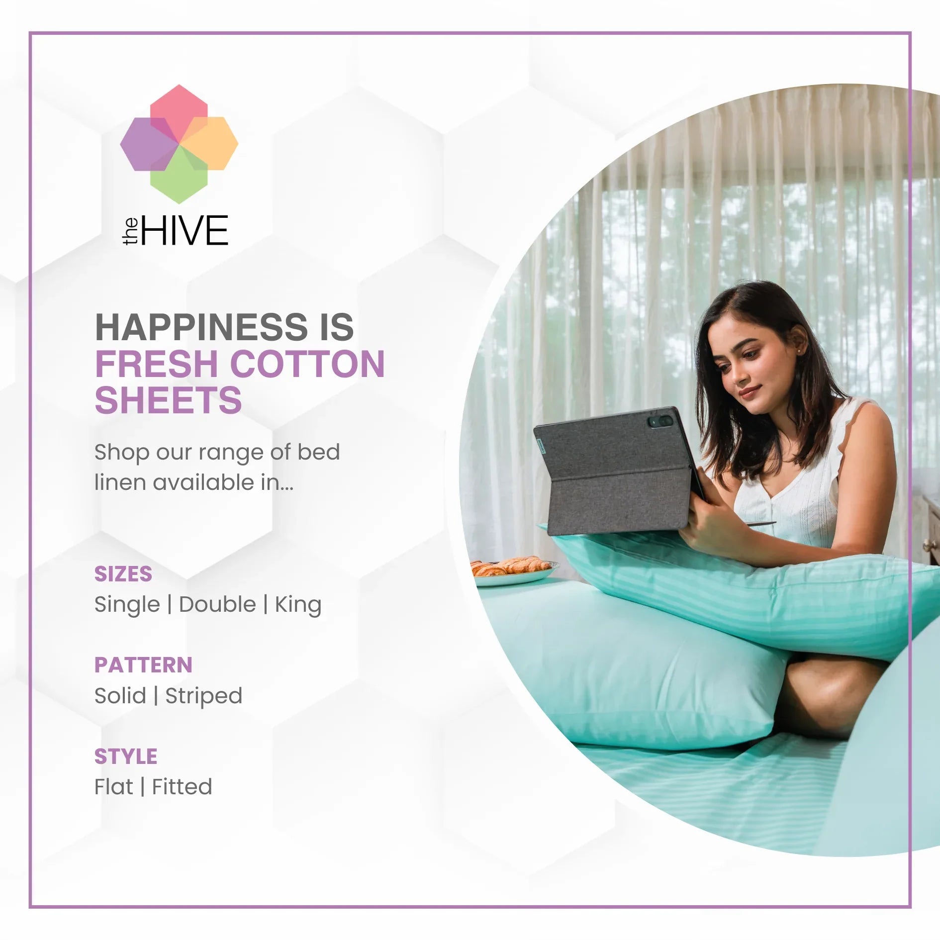 Comfy Beds Double Fitted Sheet Cool Mint,152x198cm - HomeTown