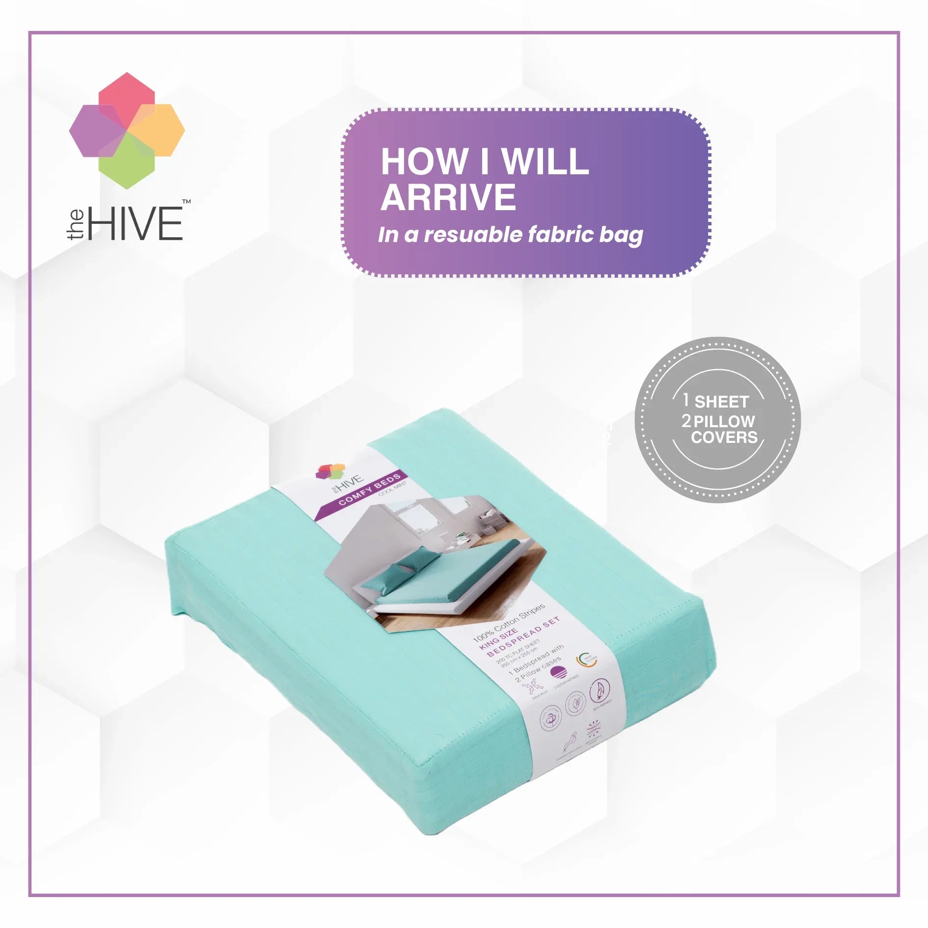 Comfy Beds King Flat Sheet Cool Mint,255x255cm - HomeTown