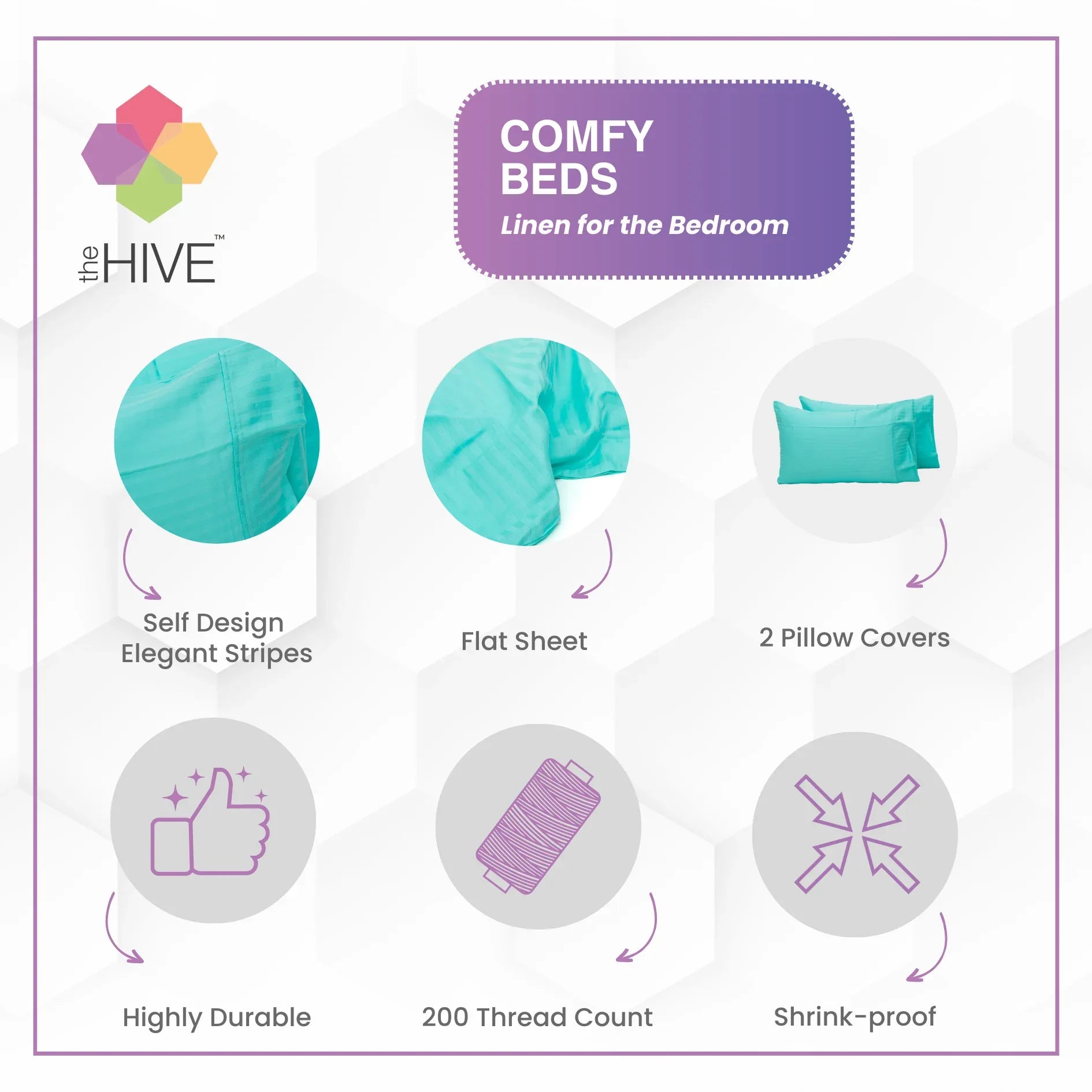 Comfy Beds King Flat Sheet Cool Mint,255x255cm - HomeTown
