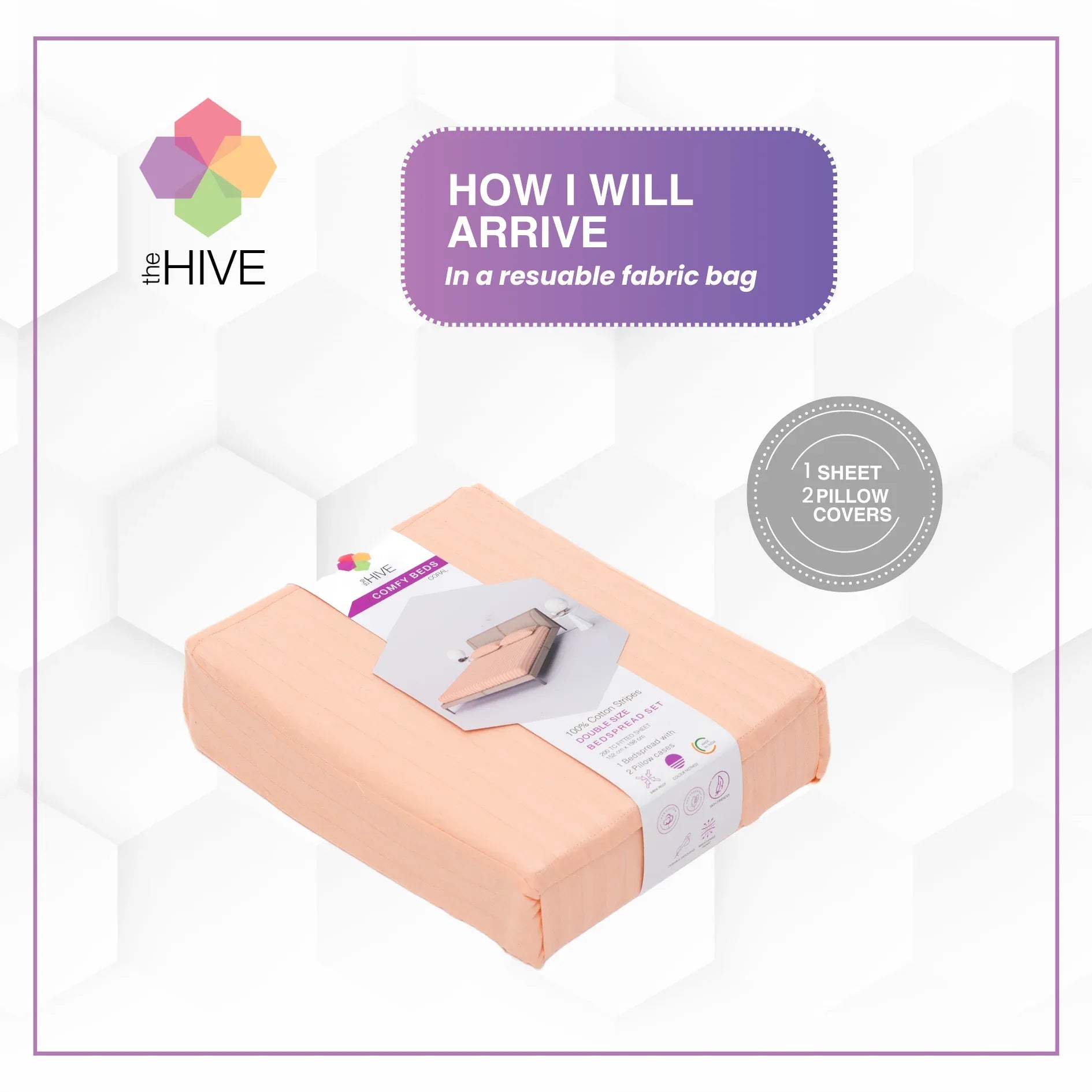 Comfy Beds Double Fitted Sheet Coral,152x198cm - HomeTown