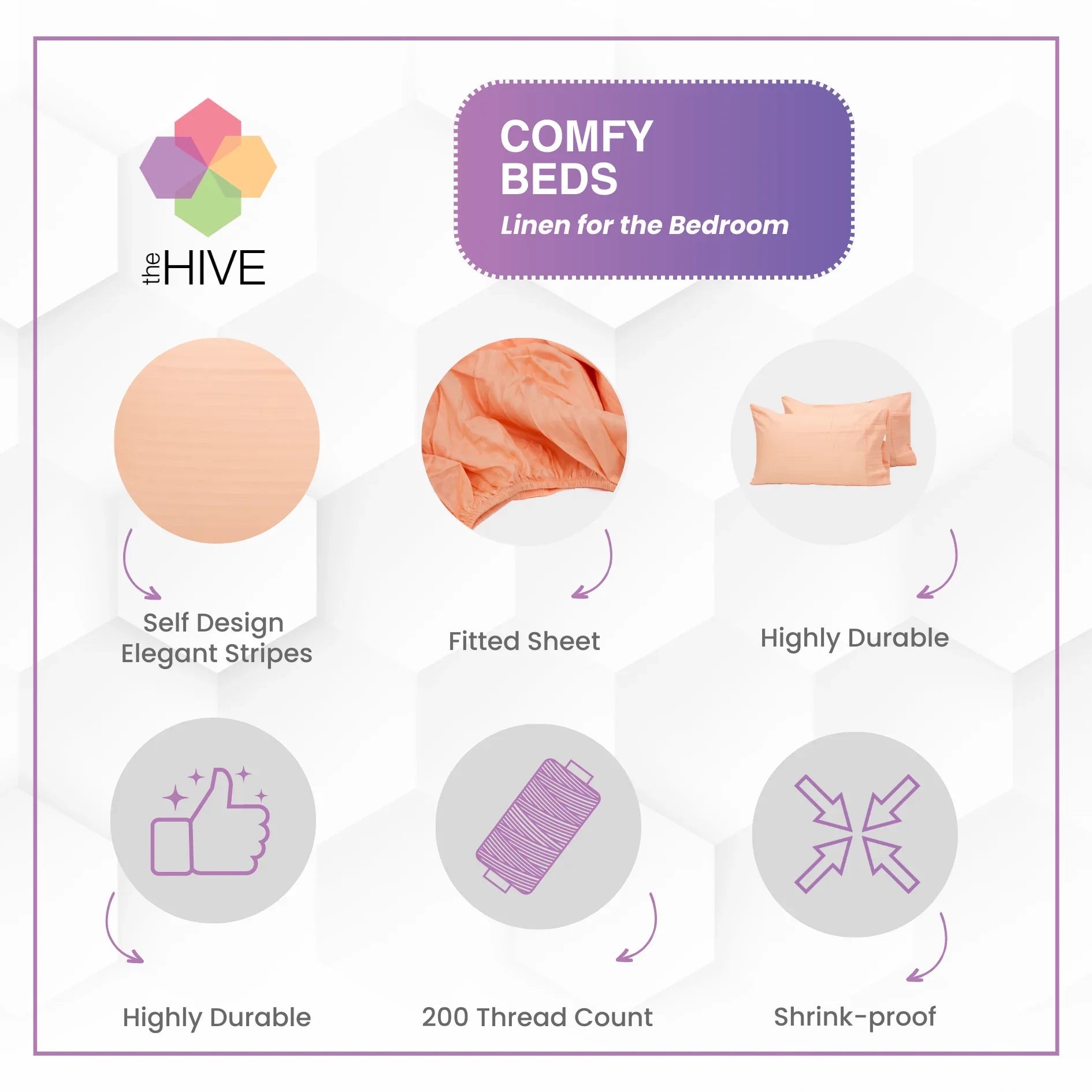 Comfy Beds Double Fitted Sheet Coral,152x198cm - HomeTown