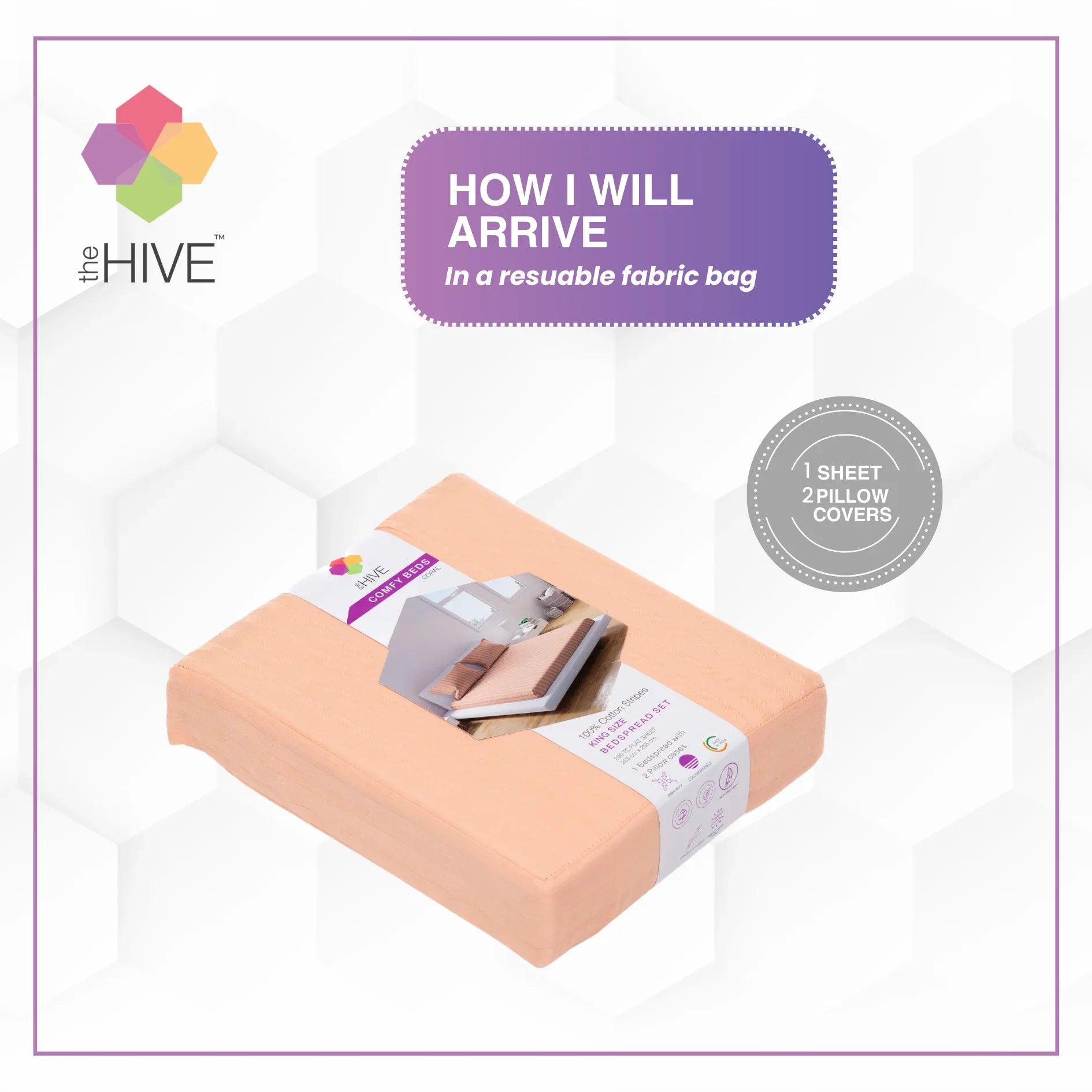 Comfy Beds King Flat Sheet Coral,255x255cm - HomeTown