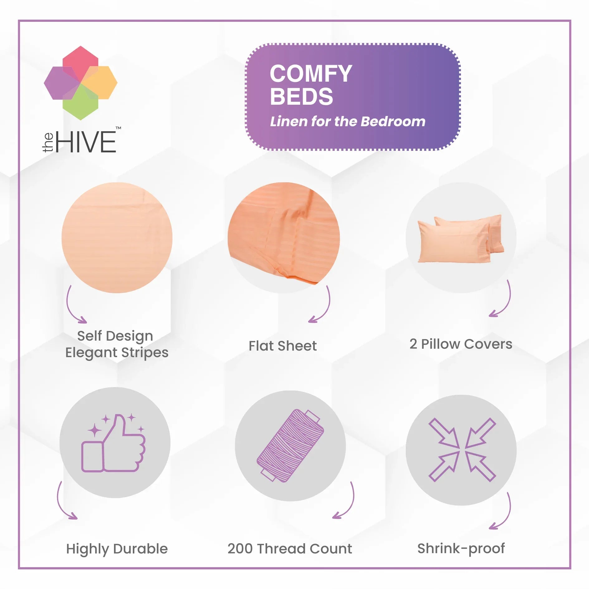 Comfy Beds King Flat Sheet Coral,255x255cm - HomeTown