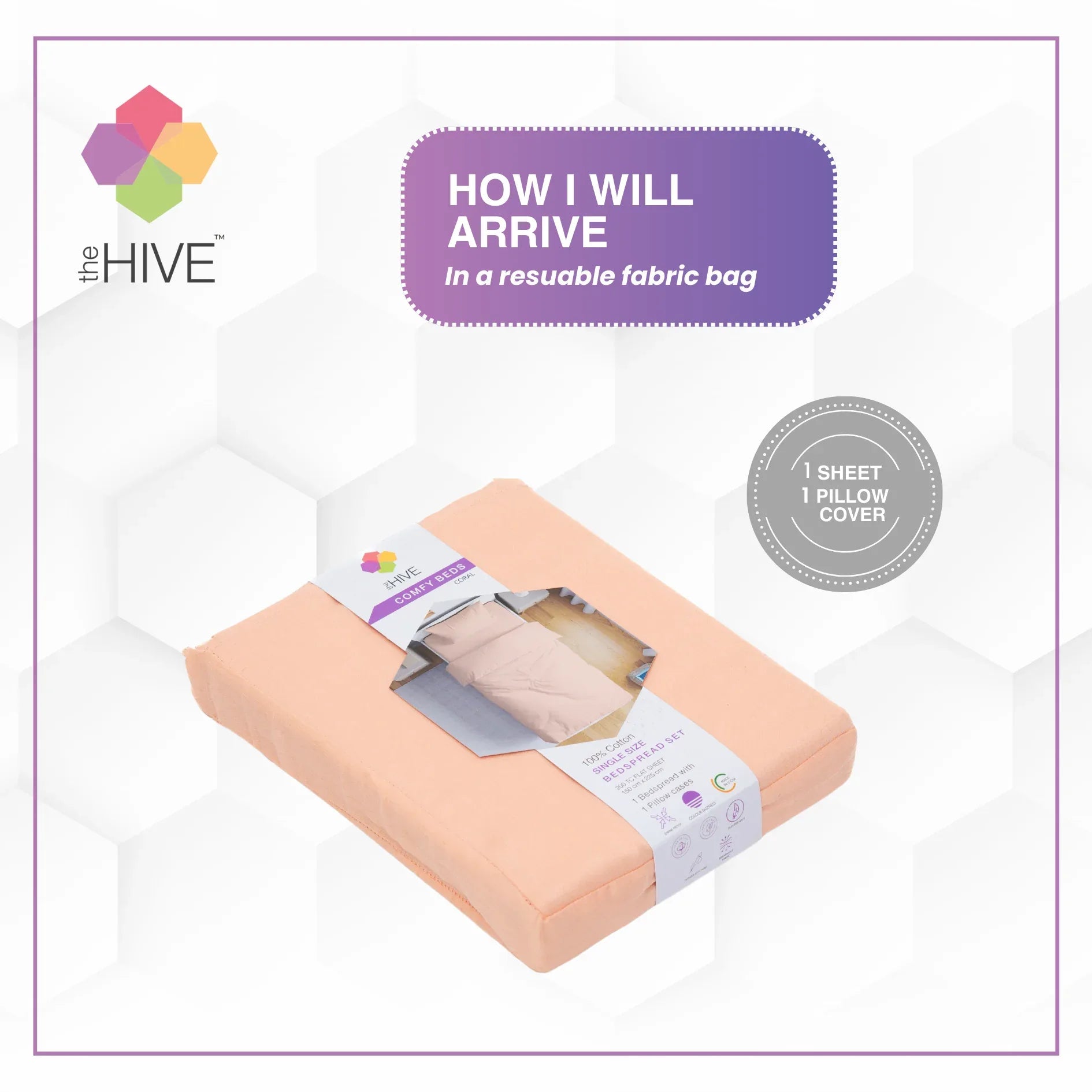 Comfy Beds Single Flat Sheet Coral,150x225cm - HomeTown