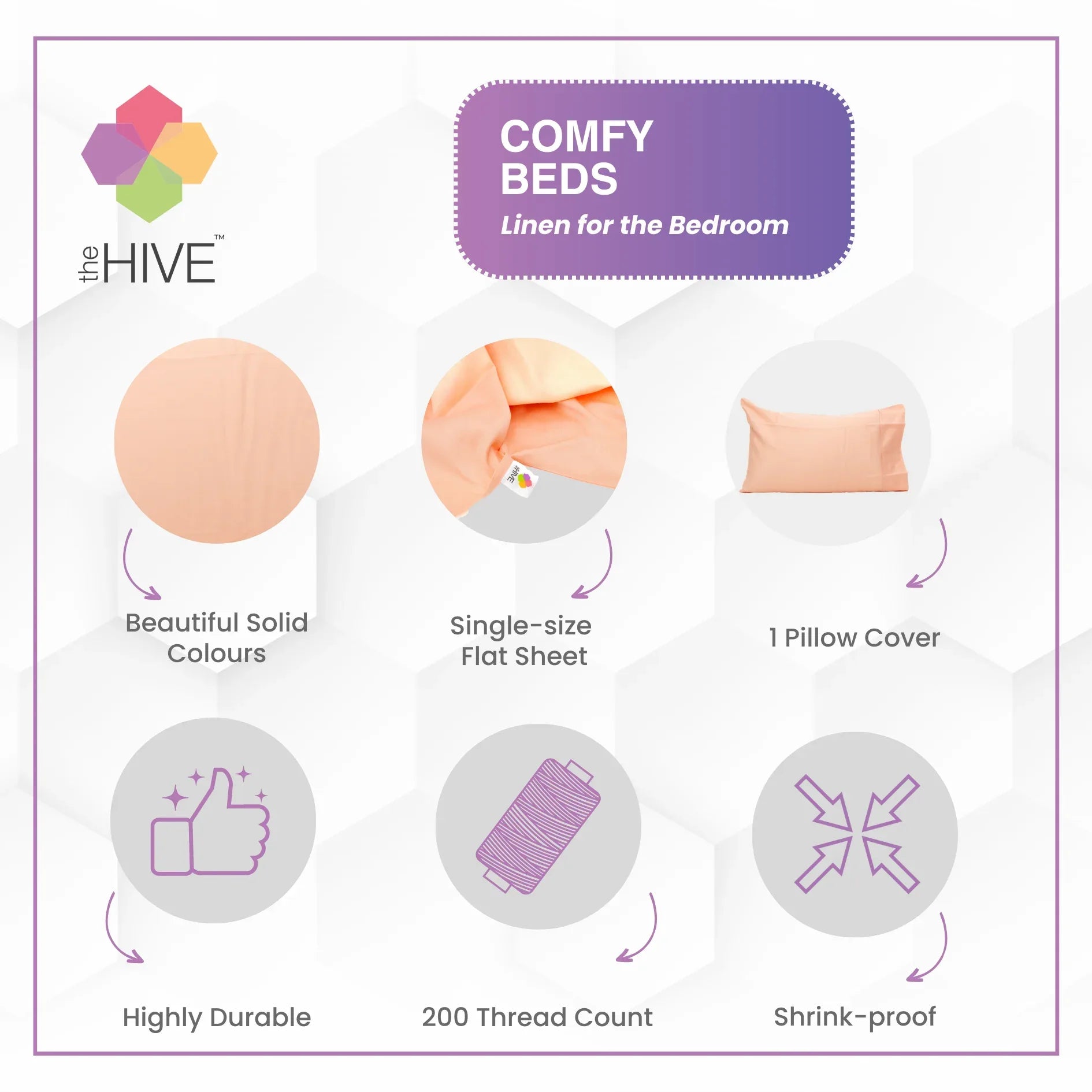 Comfy Beds Single Flat Sheet Coral,150x225cm - HomeTown
