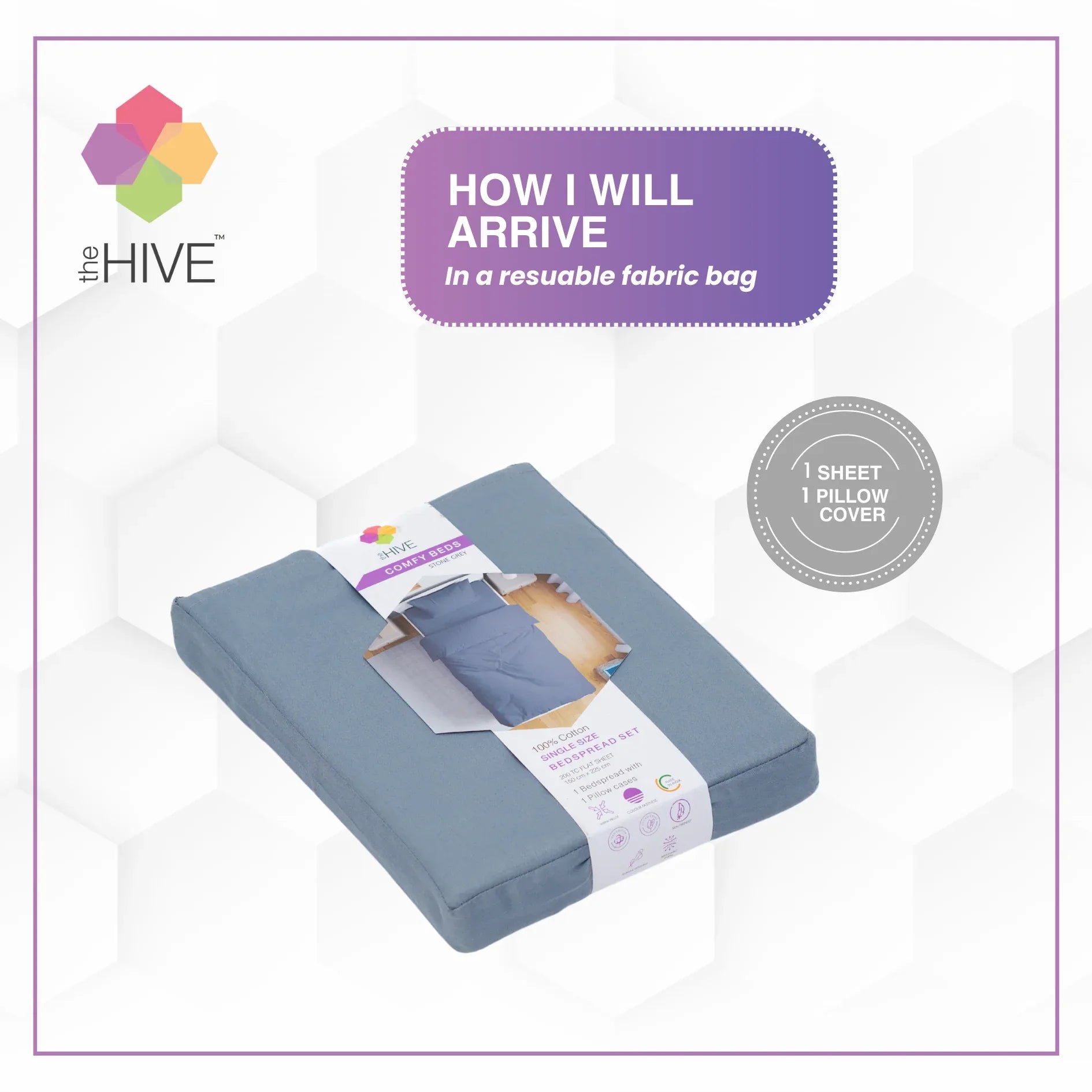 Comfy Beds Single Flat Sheet Stone Grey,150x225cm - HomeTown