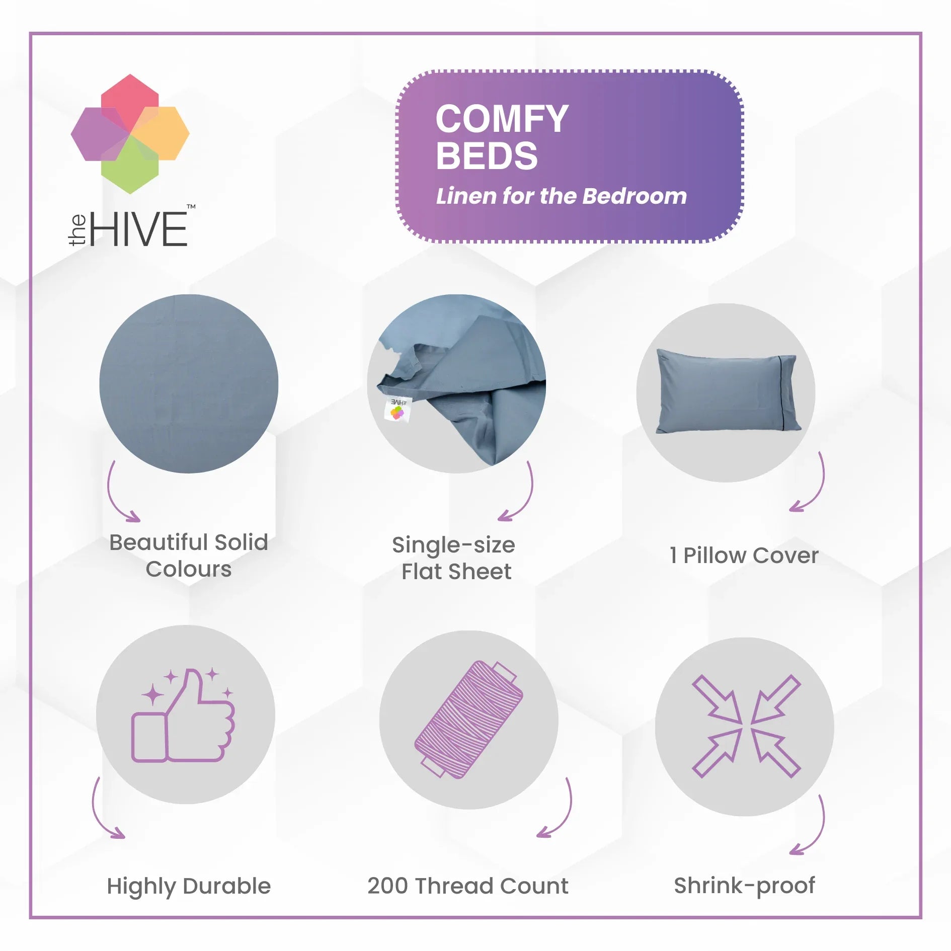 Comfy Beds Single Flat Sheet Stone Grey,150x225cm - HomeTown