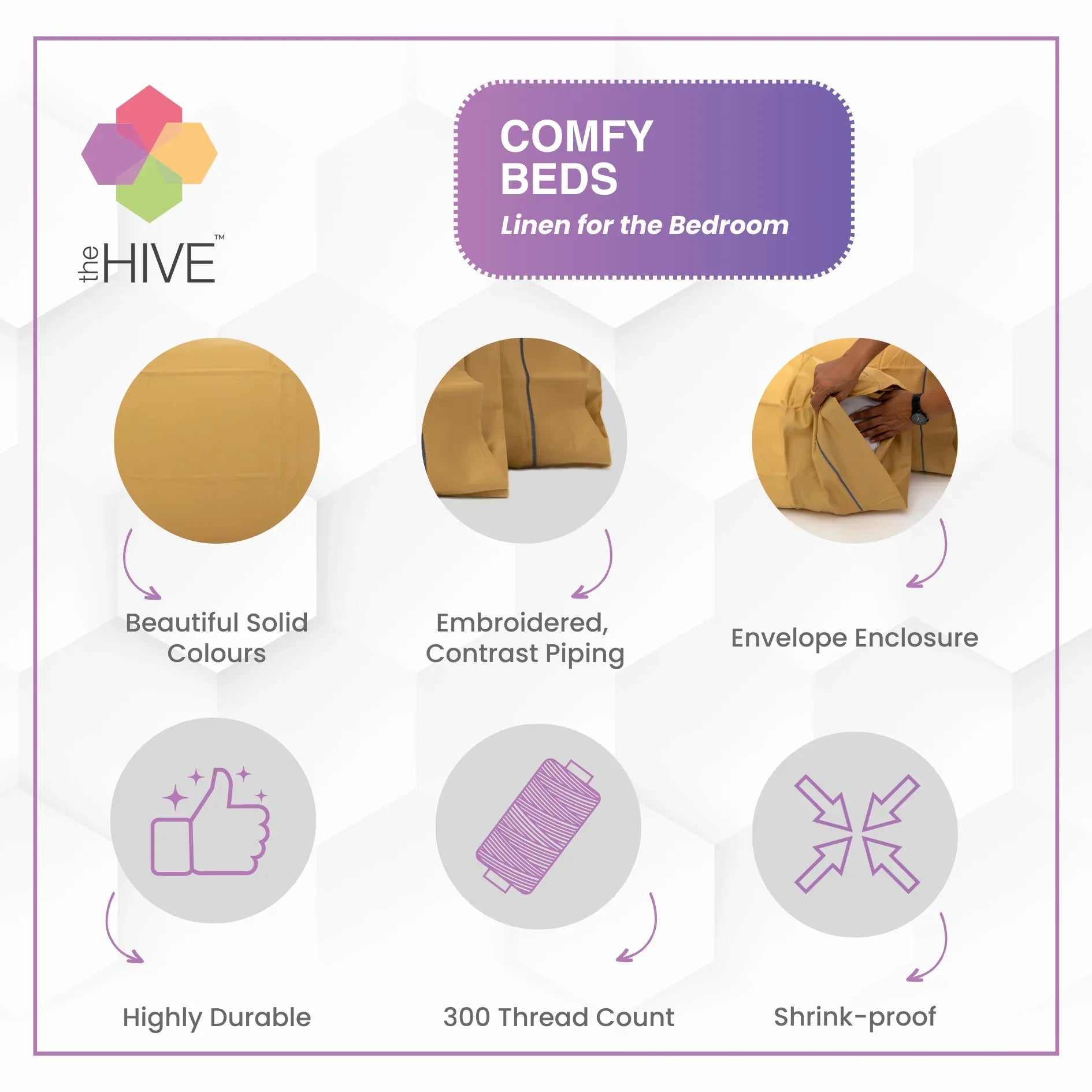 Comfy Beds Set of 2 Pillow Covers Champagne, 45x70cm - HomeTown