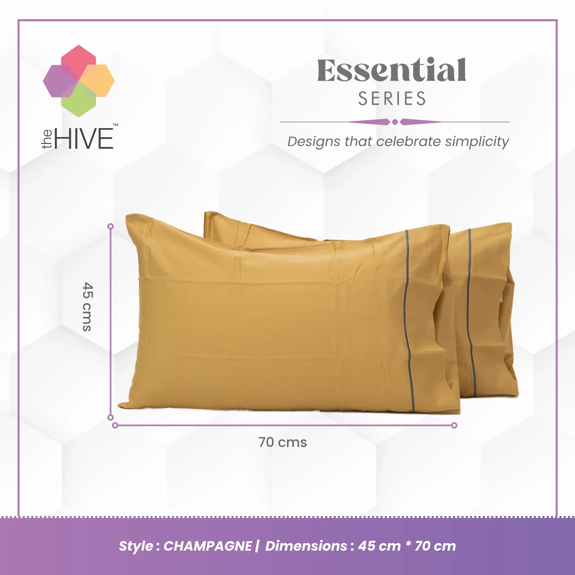 Comfy Beds Set of 2 Pillow Covers Champagne, 45x70cm - HomeTown