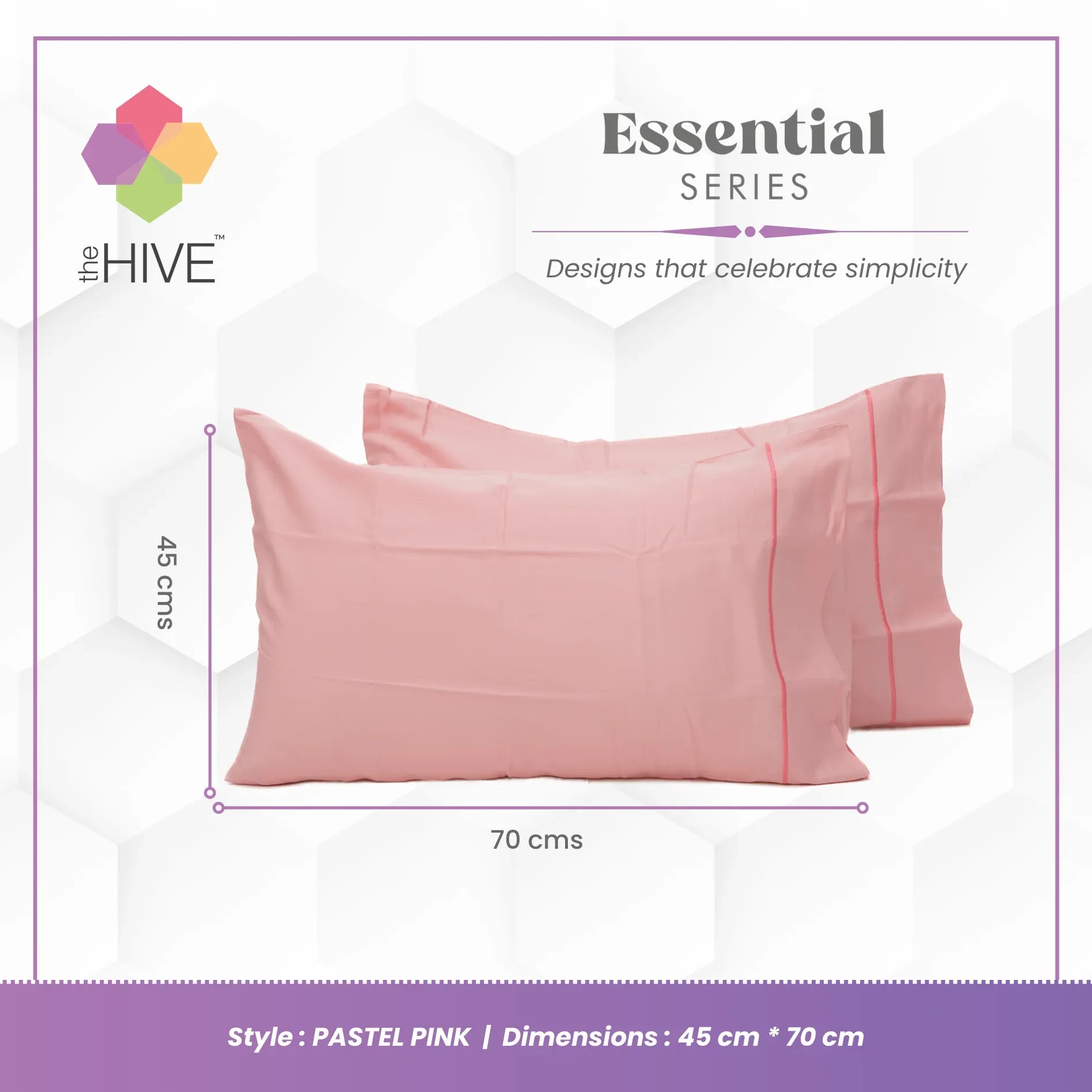 Comfy Beds Set of 2 Pillow Covers Pastel Pink, 45x70cm - HomeTown