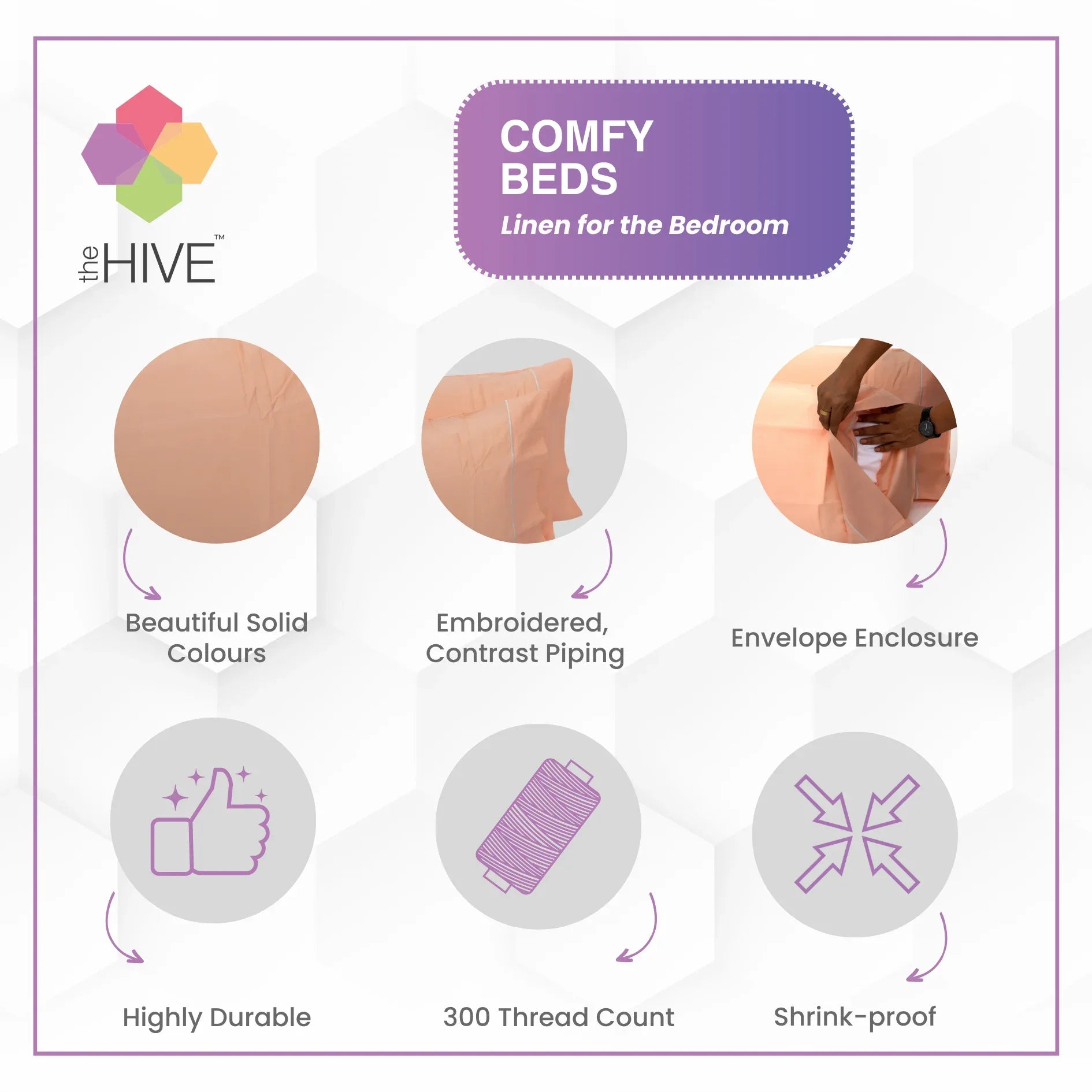 Comfy Beds Set of 2 Pillow Covers Peaches, 45x70cm - HomeTown