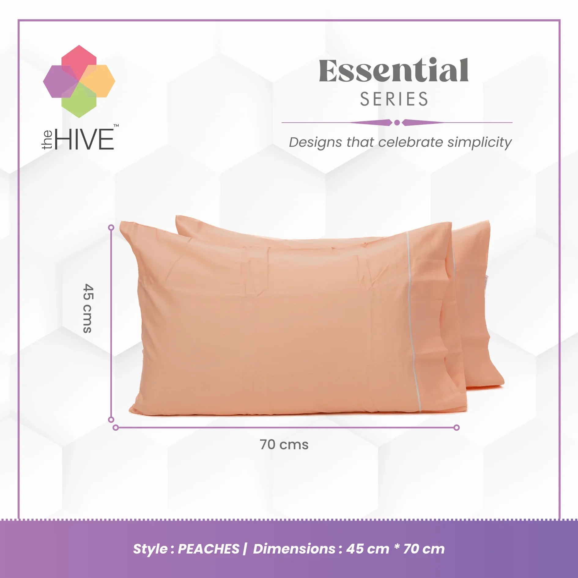Comfy Beds Set of 2 Pillow Covers Peaches, 45x70cm - HomeTown