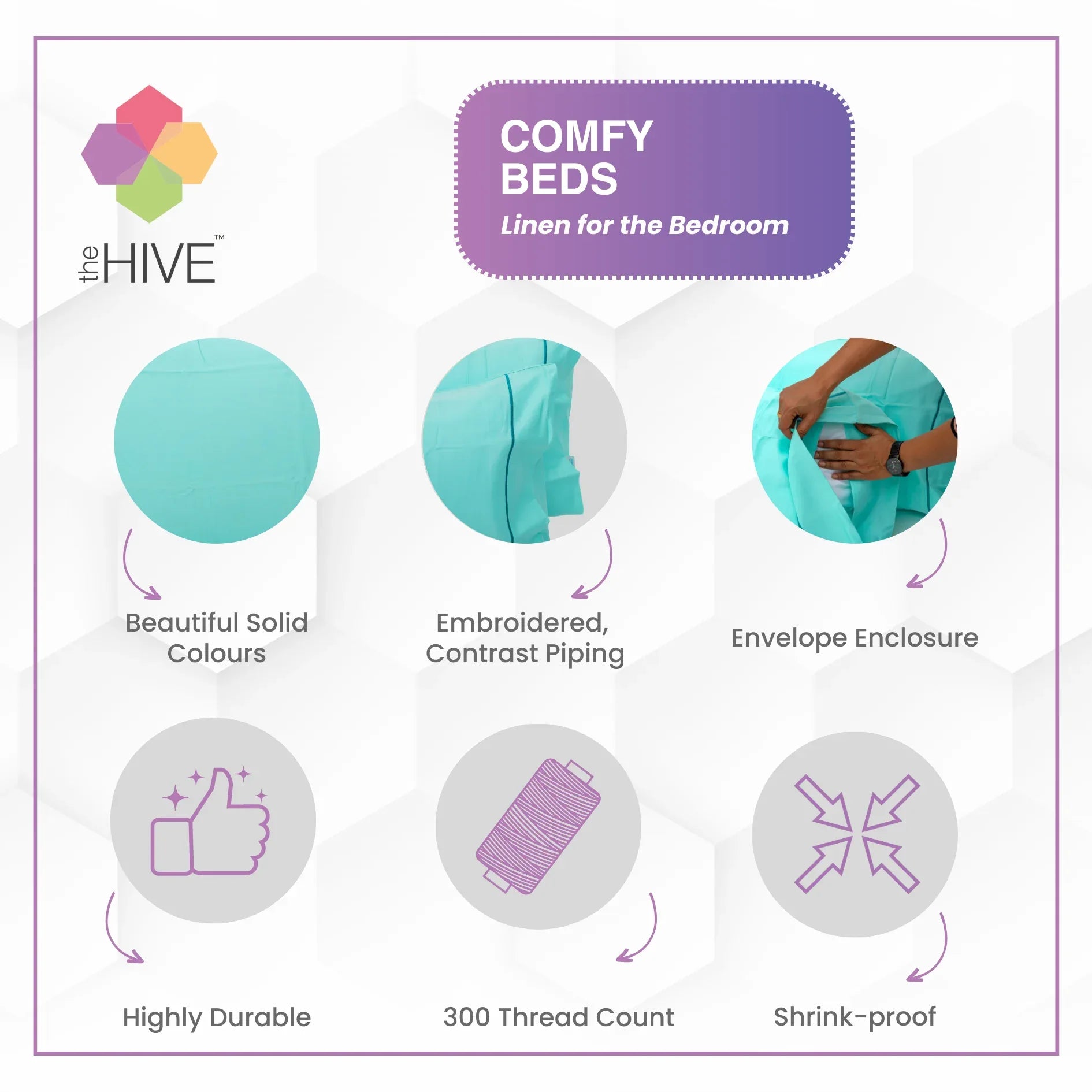 Comfy Beds Set of 2 Pillow Covers Pistachio, 45x70cm - HomeTown