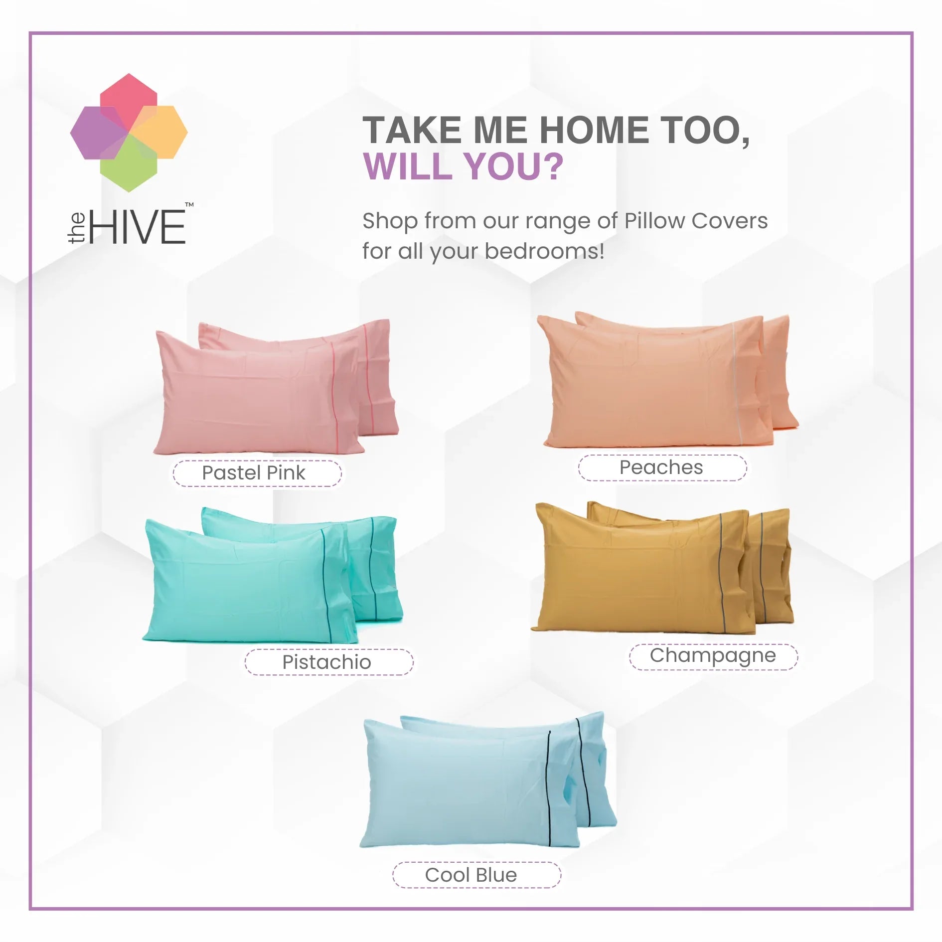 Comfy Beds Set of 2 Pillow Covers Cool Blue, 45x70cm - HomeTown