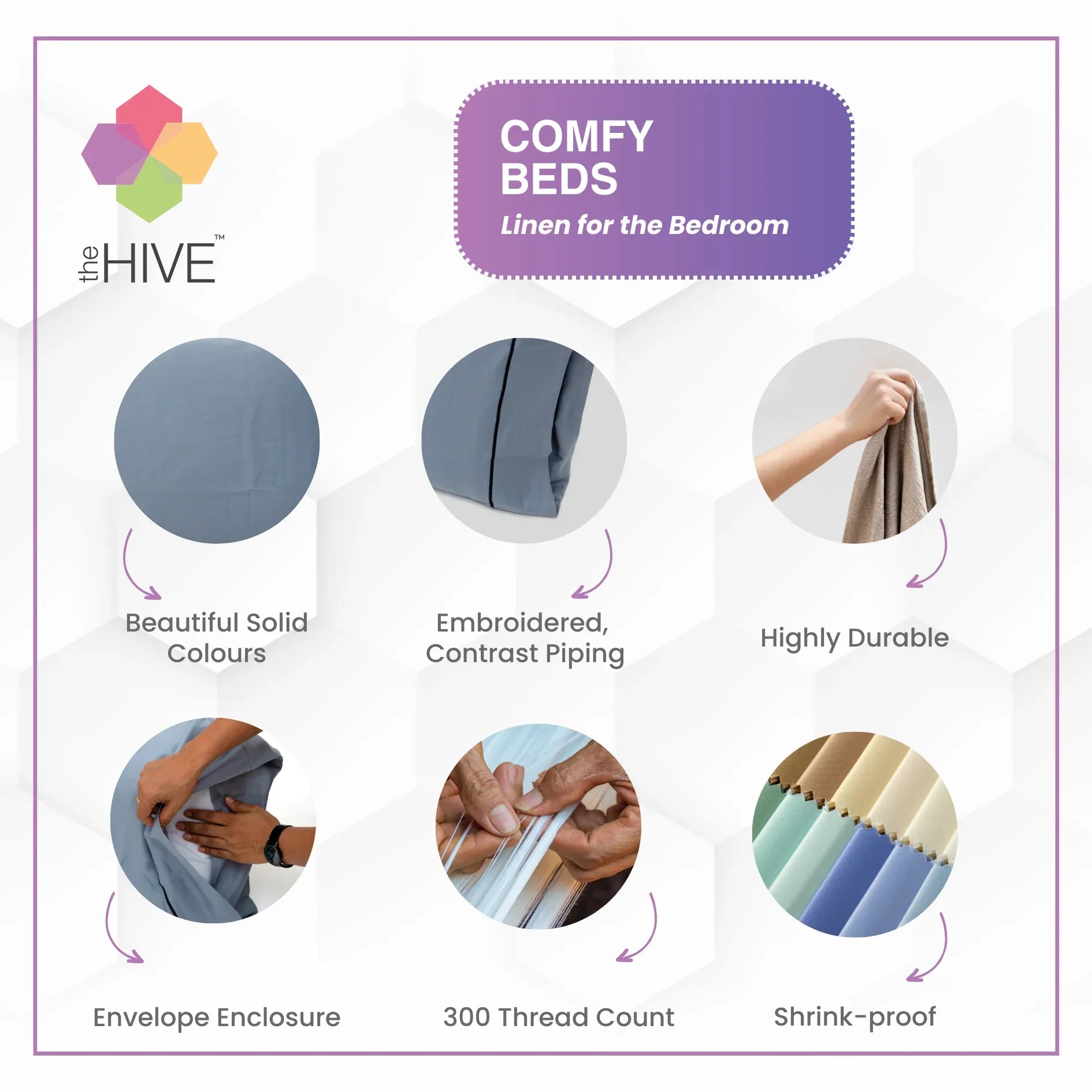 Comfy Beds Set of 2 Pillow Covers Dusky Noir, 45x70cm - HomeTown