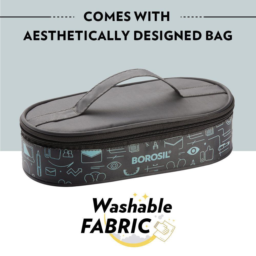 BOROSIL STAINLESSS STEEL INSULATED LUNCH BOX 2*180ML