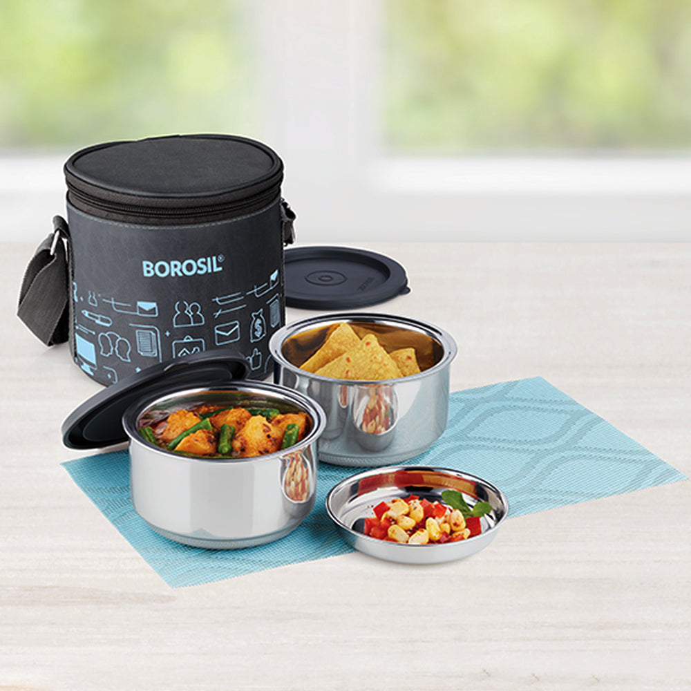 BOROSIL STAINLESSS STEEL INSULATED LUNCH BOX 2*280ML
