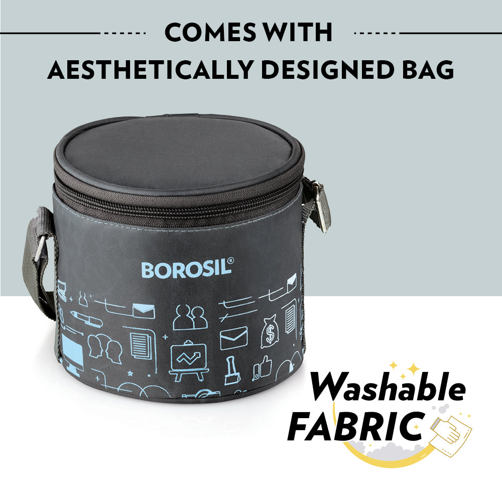 BOROSIL STAINLESSS STEEL INSULATED LUNCH BOX 2*280ML