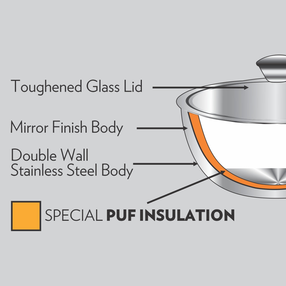 Borosil Stainless Steel Curry Server 1500ml