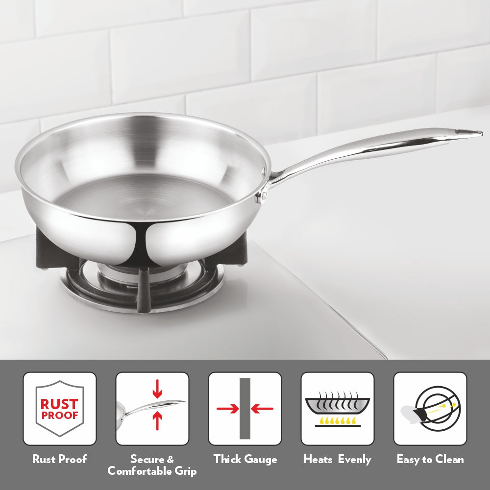 BOROSIL STAINLESS STEEL TRIPLY FRYPAN 22CM 1.75LTR
