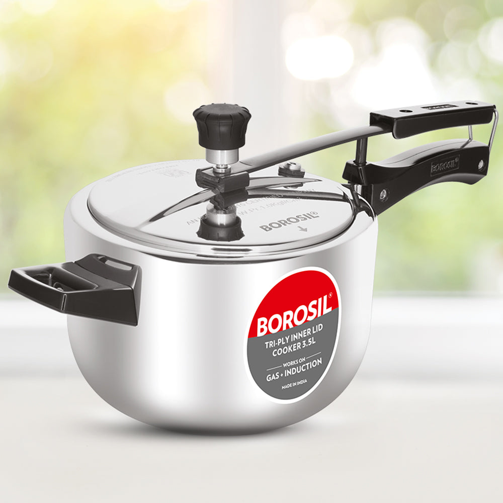 Borosil Stainless Steel Triply Inner Lid Cooker 3.5lt
