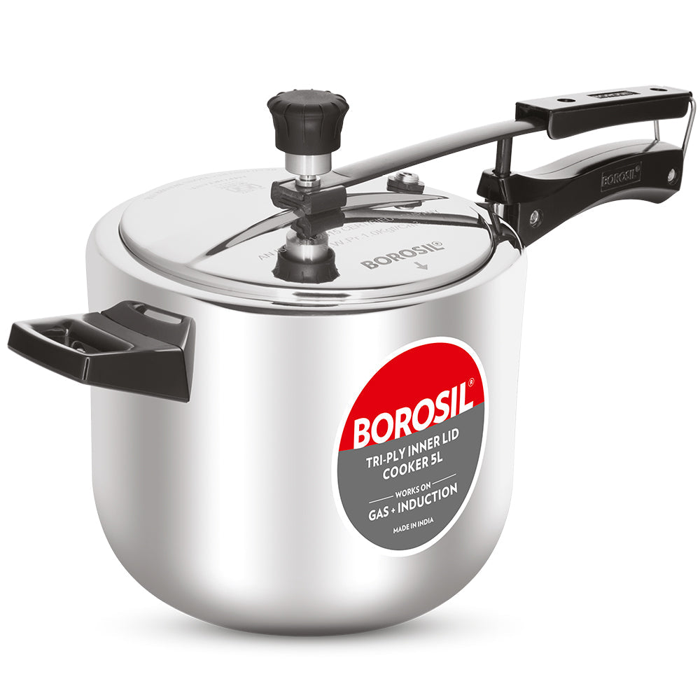 BOROSIL STAINLESS STEEL TRIPLY INNER LID COOKER 5LTR