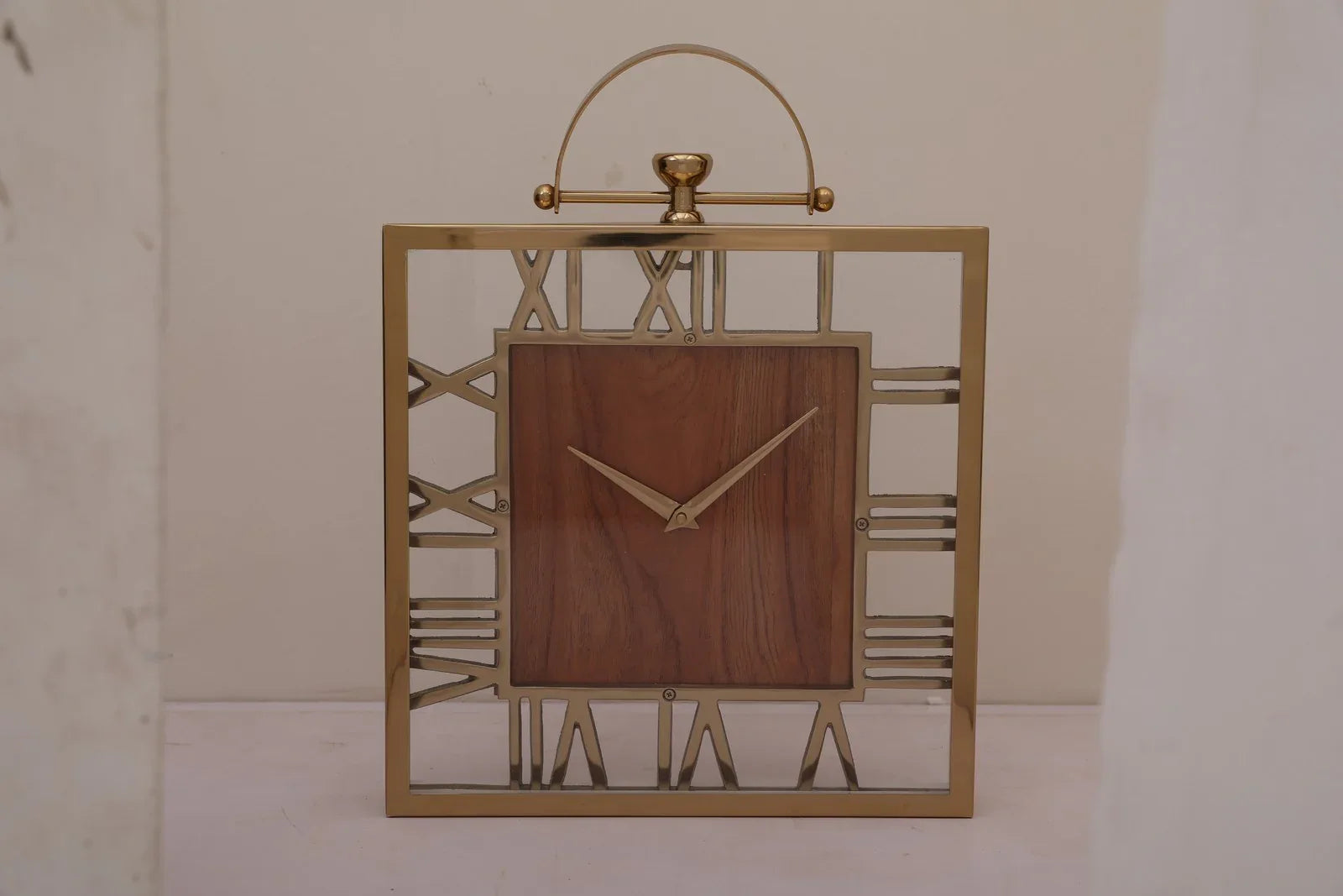 Bello Classic Square Wall Clock 33cm in Brown Silver Colour - HomeTown