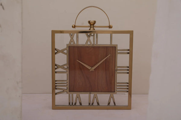 Bello Classic Square Wall Clock 33cm in Brown Silver Colour dimensions